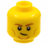 Minifigure, Head Dark Orange Eyebrows and Chin Whiskers, Medium Nougat Cheek Lines Pattern