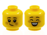 Minifigure, Head Dual Sided Child Female Black Eyebrows, Eyelashes, Bright Light Orange Lips and Circles on Cheeks, Medium Nougat Freckles, Lopsided Grin / Closed Eyes and Open Mouth Smile with Top Teeth, Braces, and Red Tongue Pattern