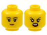 Minifigure, Head Dual Sided Female, Black Eyebrows, Peach Nougat Lips, Grin / Roaring Pattern