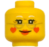 Minifigure, Head Female White Eyebrows, Black Double Eyelashes, Gold Glasses, Red Lips and Hearts on Cheeks, Grin Pattern (BAM)