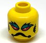 Minifigure, Head Alien with Red Eyes, White Pupils, Dark Turquoise Eyebrows, Black Frown and Gills Pattern