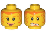 Minifigure, Head Dual Sided Female Orange Hair Tendrils, Scared / Smile Pattern