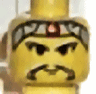 Minifigure, Head Moustache Long, Gray Headband with Red Dot Pattern