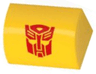 Slope, Curved 1 x 2 with Bottom Stud Holder with Red Robot Mask Transformers Autobot Symbol Pattern (BrickHeadz Bumblebee Vehicle Hood)