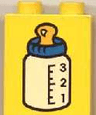 Duplo, Brick 1 x 2 x 2 with Baby Bottle Blue Top Pattern