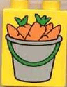 Duplo, Brick 1 x 2 x 2 with Bucket of Carrots Pattern