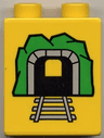 Duplo, Brick 1 x 2 x 2 with Train Tunnel Wide and Square with Black Tunnel Pattern