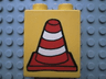 Duplo, Brick 1 x 2 x 2 with Construction Cone 2 Pattern