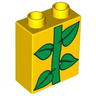 Duplo, Brick 1 x 2 x 2 with Green Leaves / Plant Pattern