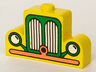 Brick, Modified 1 x 4 x 2 Center Stud Top with Car Grille Fabuland orange/green Pattern