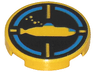Tile, Round 2 x 2 with Submarine on Black Background Pattern