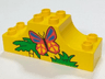Duplo, Brick 2 x 6 x 2 Arch Inverted Double with Green Grass, Palm Tree, and Red Butterfly Pattern