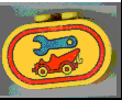 Duplo, Brick 2 x 4 x 2 Rounded Ends with Tool and Tow Truck Pattern