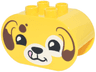 Duplo, Brick 2 x 4 x 2 Rounded Ends with Puppy Dog Face, Reddish Brown Ears and Spots, White Nose and Eye Patch, Black Eyes and Bright Pink Tongue Pattern