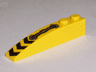 Slope, Curved 6 x 1 with 2 Studs with Black Danger Chevrons and Silver Hose Pattern