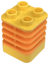Duplo Brick 2 x 2 x 2 Ribbed - Center Inset from Edge with Molded Flexible Rubber Medium Orange Fins Pattern