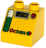 Duplo, Brick 2 x 2 x 1 1/2 Slope 45 with Octan Logo, Gas Gauge, and '2.35' Pattern