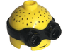 Minifigure, Head, Modified Minion, Short with Molded Black Goggles and Printed Grin and Hair Stubble Pattern