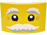 Slope, Curved 6 x 4 Double with Black Eyes, White and Light Bluish Gray Bushy Eyebrows and Moustache, Medium Nougat Crow's Feet Pattern (Santa Face)