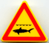Road Sign 2 x 2 Triangle with Clip with Black and Red Shark Infested Waters Danger Pattern (Printed)