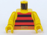 Torso Pirate Tank Top with Black and Red Horizontal Stripes, Dark Orange Belt with Gold Buckle Pattern / Yellow Arms / Yellow Hands