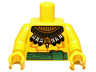 Torso Bare Chest with Muscles Outline, Green Sash and Aztec Feather Necklace Pattern / Yellow Arms / Yellow Hands