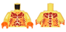 Torso Nexo Knights Bare Chest with Dark Red and Orange Bones and Smudges Pattern / Yellow Arms / Orange Hands