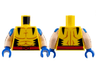 Torso Super Hero Costume with Reddish Brown Muscles Outline, Black Jagged Panels, Red Belt with X-Men Logo Buckle Pattern / Light Nougat Arms with Blue Shoulders and Black Hair Pattern / Blue Hands