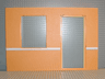 Scala Wall, Vertical Grooved 40 x 2 x 22 2/3 with Window and Door with White Stripe on Light Orange Background Pattern