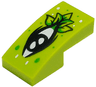 Slope, Curved 2 x 1 x 2/3 with Black Eye and Leaves, Bright Green and White Dots Pattern