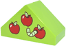 Duplo, Brick 4 x 2 Slope 45 Double with Red Apples, White Highlights, Yellowish Green Leaves and Worm Pattern