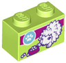 Brick 1 x 2 with White Hedgehog with Dish, Magenta Stripe and Paw Pattern