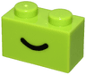 Brick 1 x 2 with Black Smile Curved Line Pattern