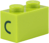 Brick 1 x 2 with Dark Green Black Eye Closed (Curved Line) Pattern on Both Sides