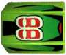 Slope, Curved 2 x 2 Lip with Stylized Red '88', Faded Green Panels, and Black Stripes Pattern