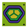 Tile 2 x 2 with Dark Purple and Yellow Hexagonal Lex Luthor Power Suit Pattern