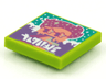 Tile 2 x 2 with BeatBit Album Cover - Coral Minifigure, Magenta Hair and Star Glasses Pattern