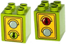 Duplo, Brick 2 x 2 x 2 with Traffic Light Duplo Minifigure Green Walk / Red Don't Walk Pattern