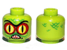 Minifigure, Head Alien with Swamp Creature with Red and Yellow Eyes with Dark Red Outline, Pointed Teeth and Scales Pattern
