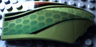 Wedge 8 x 3 x 2 Open Right with Red and Black Stripes and Green Scales Pattern