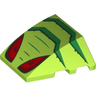 Wedge 4 x 3 Triple Curved No Studs with Red Eyes and Green Stripes Pattern