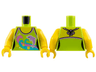 Torso Female Halter Top with Stars, Dark Pink and Medium Azure Waves, Medium Lavender Dolphin, and White Dots, Yellow Neck and Shoulders Pattern / Yellow Arms / Yellow Hands
