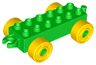 Duplo Car Base 2 x 6 with Open Hitch End and Yellow Wheels with Fake Bolts