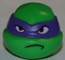 Minifigure, Head, Modified Ninja Turtle with Dark Purple Mask and Frown Pattern (Donatello)