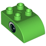 Duplo, Brick 2 x 3 Slope Curved with Circled Black Eye with Arc and White Pupil Pattern on Both Sides