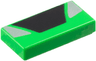 Tile 1 x 2 with Black Trapezoid in Center and Silver Triangular Panels on Sides Pattern