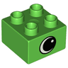 Duplo, Brick 2 x 2 with Black and White Eye with Spot Pattern on Opposite Sides