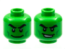 Minifigure, Head Dual Sided Black Thick Eyebrows, Green Cheek Lines, Wide Grin / Open Mouth Smile with Teeth Pattern