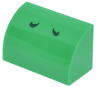 Slope, Curved 1 x 2 with Bottom Stud Holder with 2 Dark Green Curved Lines Pattern (Super Mario Yoshi Nostrils)