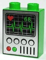 Duplo, Brick 1 x 2 x 2 with Heart Monitor Pattern